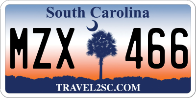 SC license plate MZX466