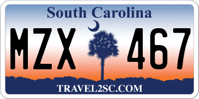 SC license plate MZX467