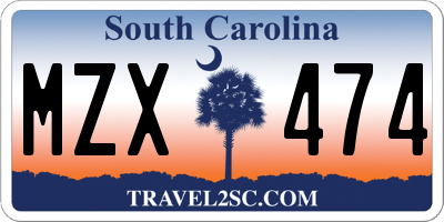 SC license plate MZX474