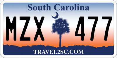 SC license plate MZX477