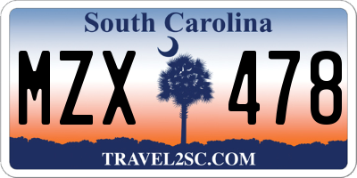 SC license plate MZX478