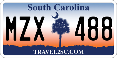 SC license plate MZX488
