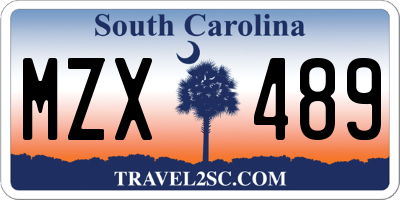 SC license plate MZX489