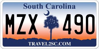 SC license plate MZX490