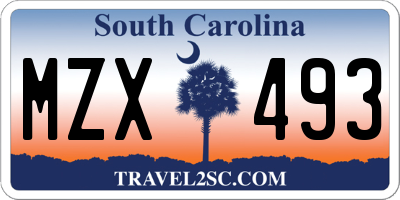SC license plate MZX493