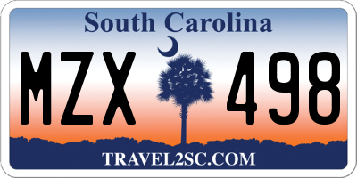 SC license plate MZX498