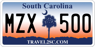 SC license plate MZX500