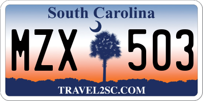 SC license plate MZX503
