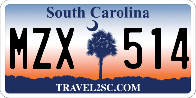 SC license plate MZX514