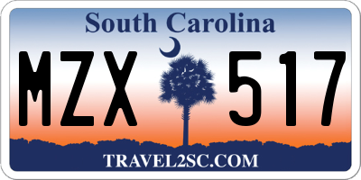 SC license plate MZX517
