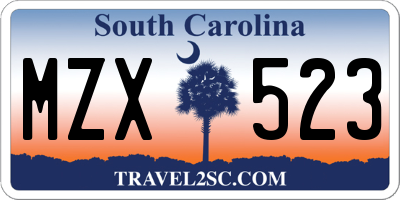 SC license plate MZX523