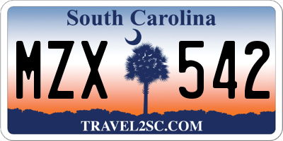 SC license plate MZX542