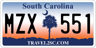 SC license plate MZX551