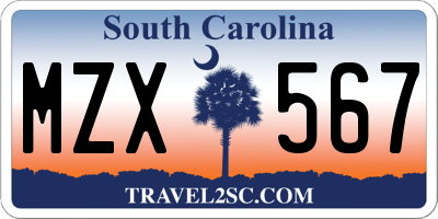 SC license plate MZX567
