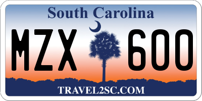 SC license plate MZX600