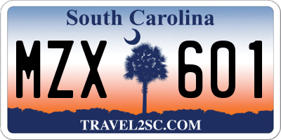 SC license plate MZX601