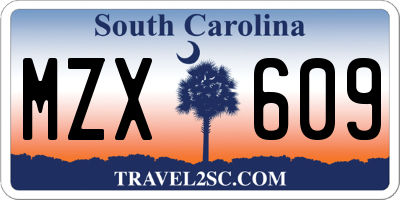SC license plate MZX609