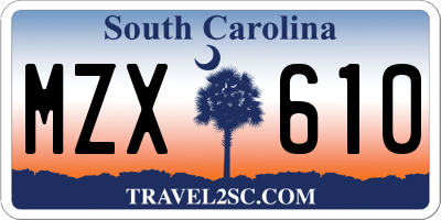 SC license plate MZX610