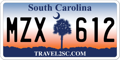 SC license plate MZX612