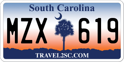 SC license plate MZX619