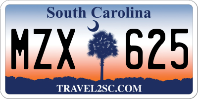 SC license plate MZX625