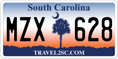 SC license plate MZX628