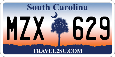 SC license plate MZX629