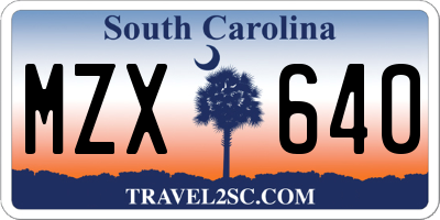 SC license plate MZX640
