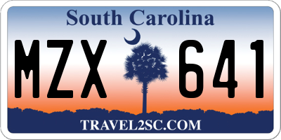 SC license plate MZX641