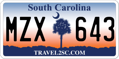 SC license plate MZX643