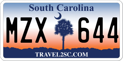 SC license plate MZX644