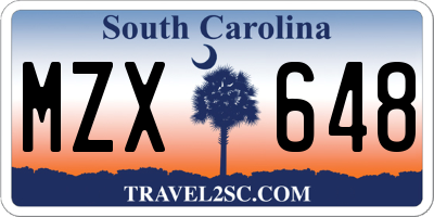 SC license plate MZX648