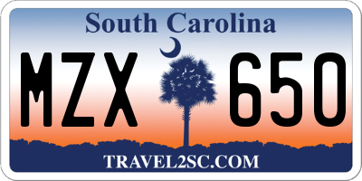 SC license plate MZX650