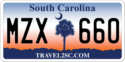 SC license plate MZX660