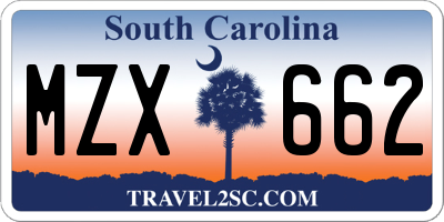 SC license plate MZX662