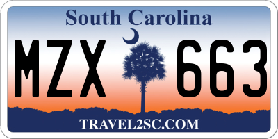 SC license plate MZX663