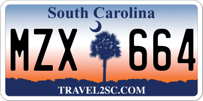SC license plate MZX664