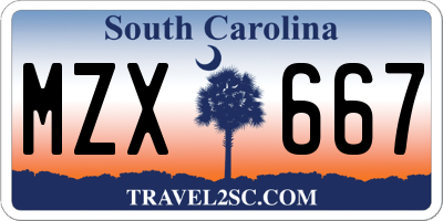 SC license plate MZX667
