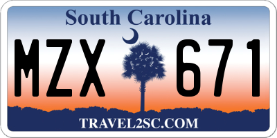 SC license plate MZX671