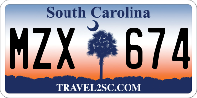 SC license plate MZX674