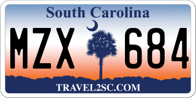 SC license plate MZX684