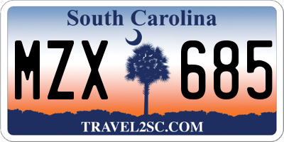 SC license plate MZX685