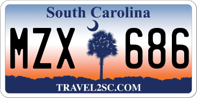 SC license plate MZX686