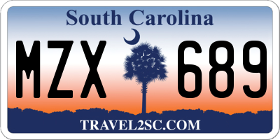 SC license plate MZX689
