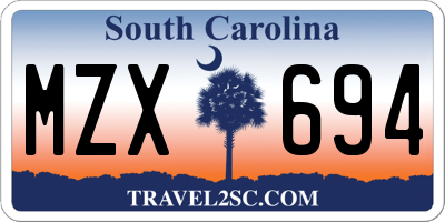 SC license plate MZX694