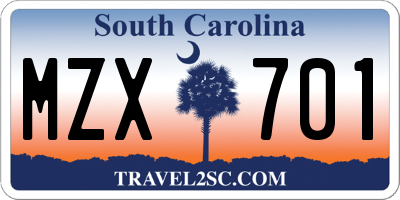 SC license plate MZX701