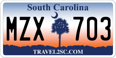 SC license plate MZX703