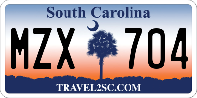 SC license plate MZX704