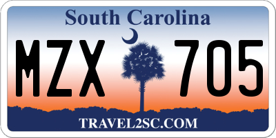 SC license plate MZX705