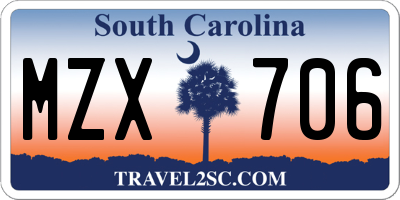 SC license plate MZX706